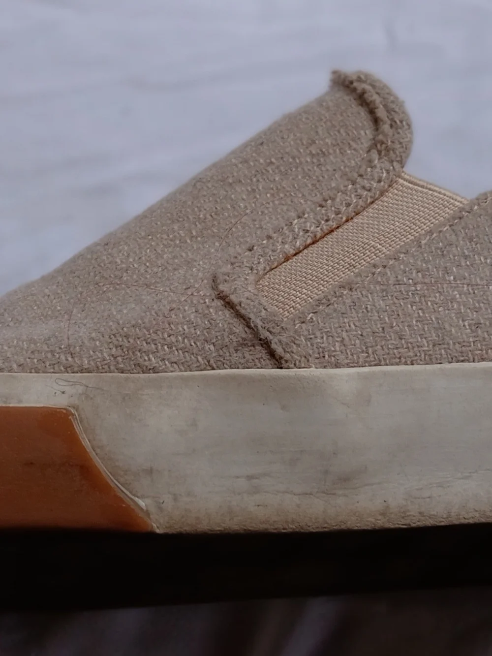 Dolce Vita Beige Canvas Slip-On Loafers with Gum Sole